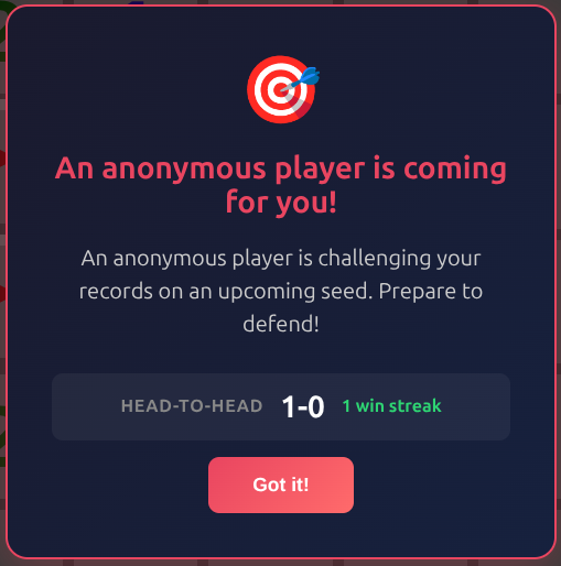 Rivalry challenge notification